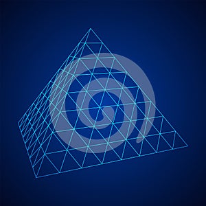 Pyramid molecular grid wireframe