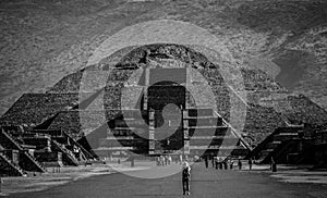 Pyramid of the Moon, Black and White, Teotihuacan, Mexico