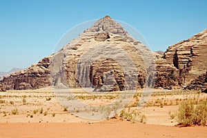 Pyramid mountain in Wadi Rum, Jordan