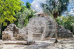 Pyramid of the Painted Lintel at the ruins of the Mayan city Coba, Mexi