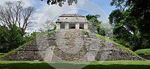 Pyramid in Palenque Maya archaeological site photo