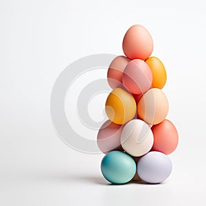 A pyramid of pastel-colored eggs artfully arranged, offering a modern take on traditional Easter decor.