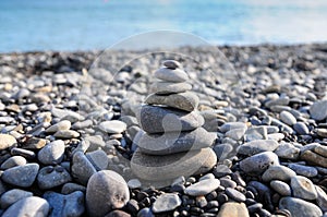 Pyramid of pebble stones