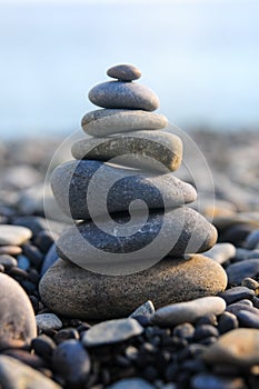 Pyramid of pebble stones