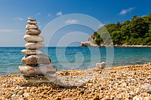 The pyramid of pebbles on the beach