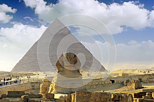 Pyramid of Pharaoh Khufu, and the Sphinx. photo