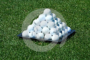 Pyramid of practice golf balls