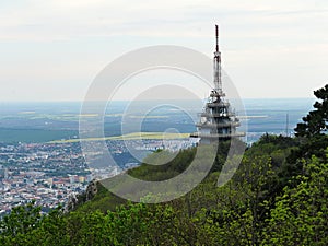 Pyramid radio, TV and BTS transmission tower above Nitra city, near Zobor hill
