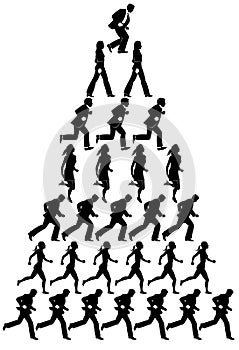 Pyramid of running people