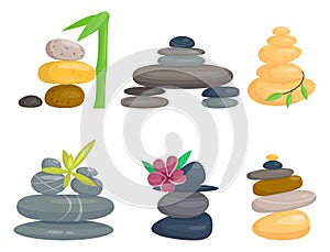 Pyramid from sea pebble relax heap stones healthy wellness black massage meditation natural tool spa balance therapy zen