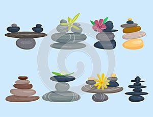 Pyramid from sea pebble relax heap stones healthy wellness black massage meditation natural tool spa balance therapy zen