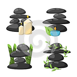 Pyramid from sea pebble relax heap stones isolated and healthy wellness black massage meditation natural tool spa