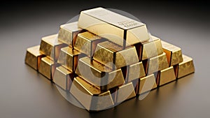 Pyramid Stack of Gold Bars on Dark Background