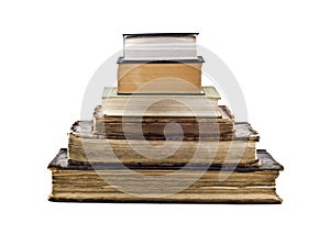 Pyramid stack of old books