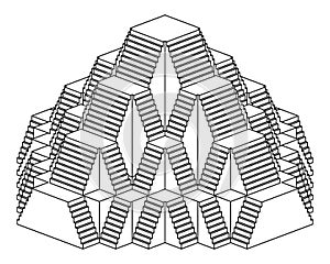 Pyramid staircase design construction line drawing