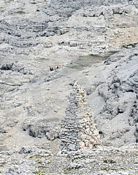 Pyramid of stones on the mountainside Stability