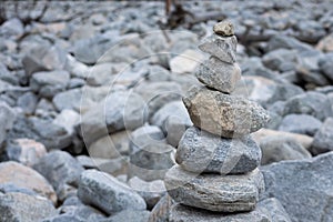 Pyramid of stones after the mudflow