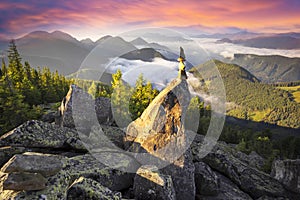 Pyramid of stones at the top is a landart