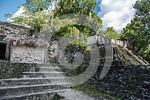 Pyramid and the Temple in Tikal Park. Sightseeing object in Guatemala with Mayan Temples and Ceremonial Ruins. Tikal is an ancient