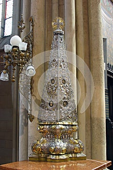 Pyramidal baroque reliquary in Cathedral of the Assumption of the Virgin Mary in Zagreb