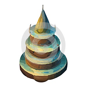 Pyramidal figure on a pedestal, 3D rendering, awards ceremony