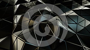 Pyramidal grey surface futuristic polygonal shape 3D rendering