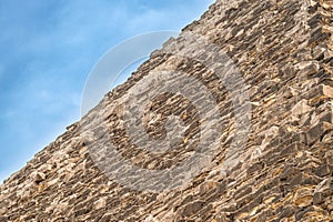 Pyramide Stone Blocks. Great pyramid wall. Stone blocks in the Great Pyramid of Giza. Ancient stone blocks of the Great Pyramid of