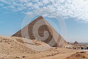 Pyramids of El Cairo landscape with Keops Pyramid in the background. Egypt photo