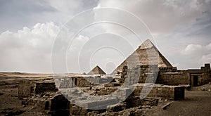 Pyramids of Giza with Clouds, Egypt