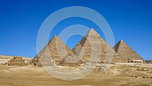 Pyramids of Giza (Pharaohs Khufu, Khafre and Menkaure), Giza, Cairo (Egypt)