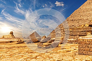 The Pyramids of Giza on the way to the Great Sphinx, Egypt