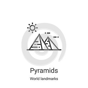 pyramids icon vector from world landmarks collection. Thin line pyramids outline icon vector illustration. Linear symbol for use