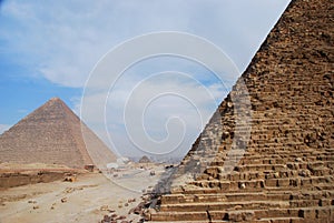 Pyramids of Khafre (Chephren) and Cheops. Giza. Egypt
