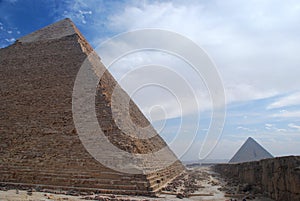 Pyramids of Khafre (Chephren) and Menkaure. Giza. Egypt