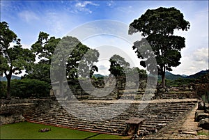 Pyramids Maya, National park Copan in Honduras, vacation trip