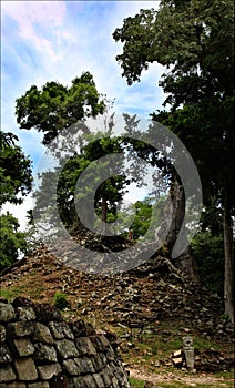 Pyramids Maya, National park Copan in Honduras, vacation trip