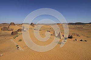 Pyramids of Meroe in the desert