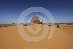 Pyramids of Meroe in the sand