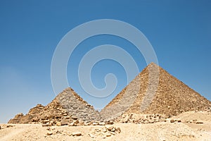 Pyramids of Queens near the Pyramid of Menkaure in Giza