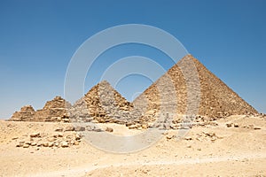 Pyramids of Queens near the Pyramid of Menkaure in Giza