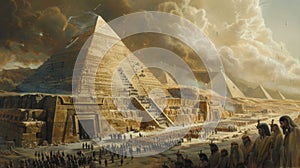 Pyramids Rising: Stunning Depiction of Gizeh\'s Monumental Construction Process