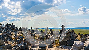 Pyramids of stones in Murmansk