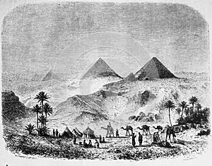 Pyramids in the vintage book Histoire de L`Art by C. Bayet, 1886