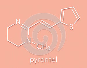 Pyrantel antinematodal drug molecule. Used to threat nematode roundworm parasite infections. Skeletal formula.