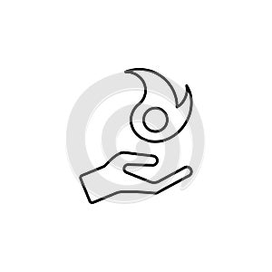 Pyre, hand, magic, fire icon. Element of magic for mobile concept and web apps icon. Thin line icon for website design and