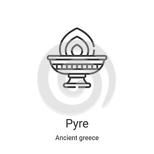 pyre icon vector from ancient greece collection. Thin line pyre outline icon vector illustration. Linear symbol for use on web and