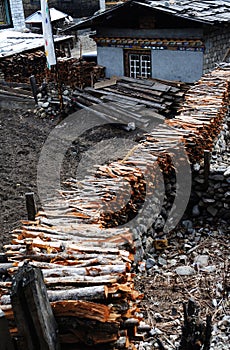 Pyres in tibetan courtyard