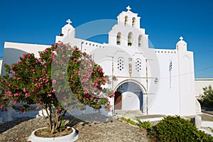 Church of Pyrgos Kallistis at Santorini island in Pyrgos, Greece.