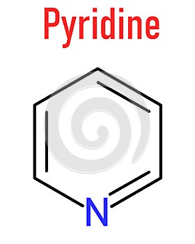 Pyridine chemical solvent and reagent molecule. Skeletal formula.