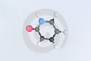 2-pyridone molecule. Isolated molecular model. 3D rendering